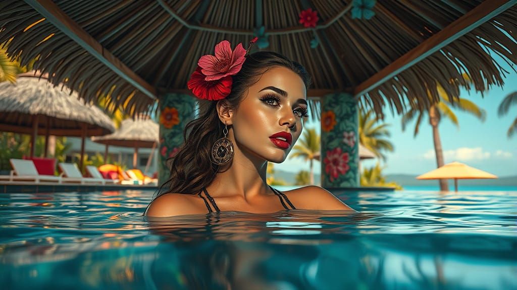 Steampunk Siren in Tropical Oasis