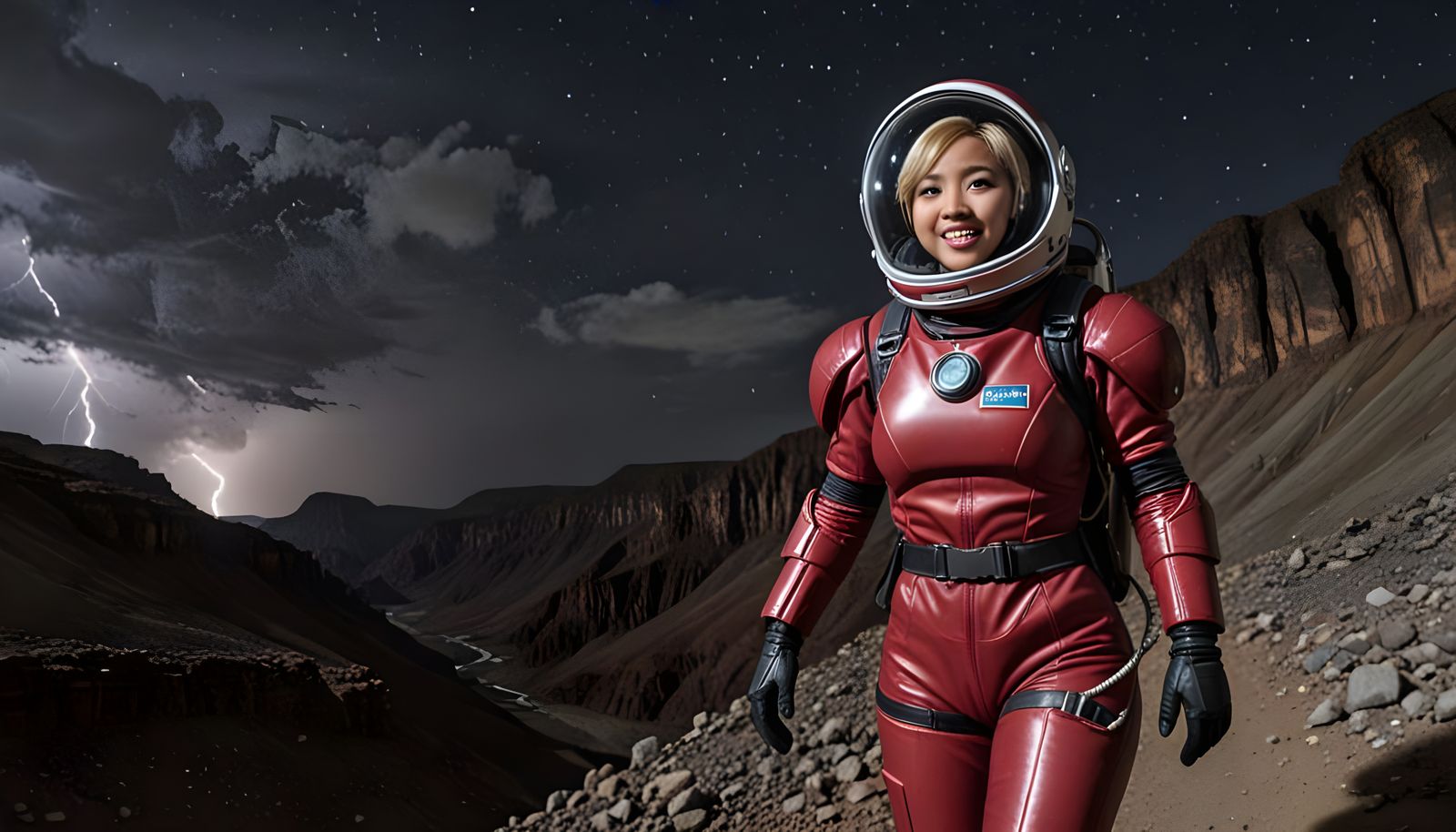 Filipina Astronaut Runs on Alien Planet in Storm