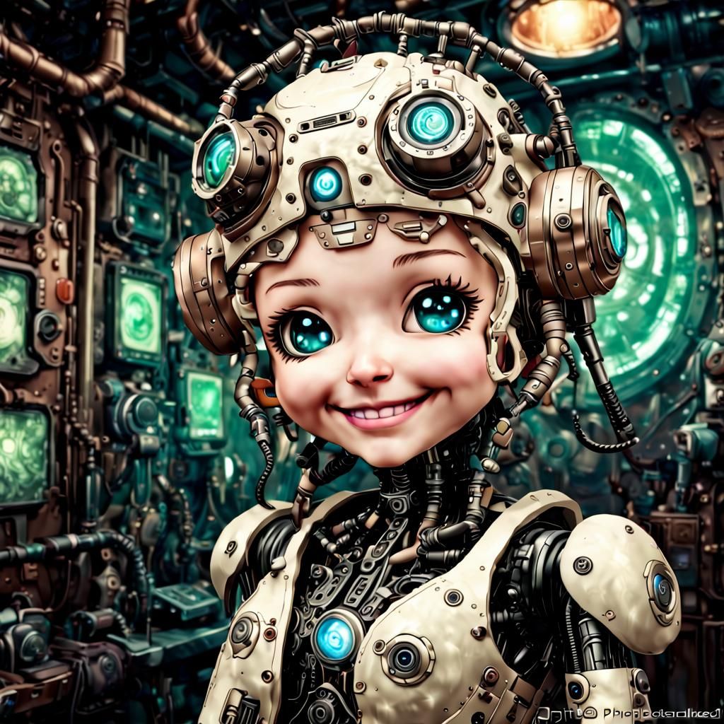 Cute Kawaii Steampunk Cyborg with Fairy Dust
