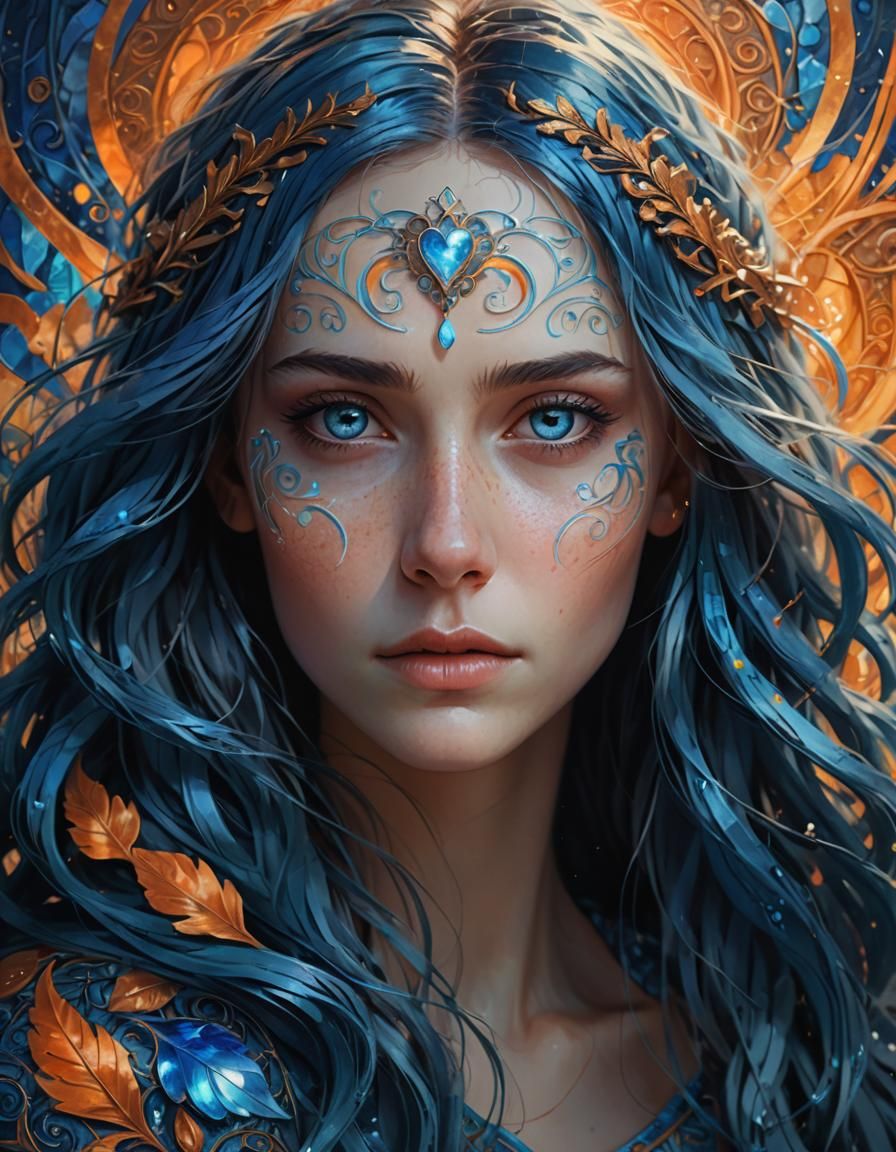 Ethereal Woman Portrait in Vibrant Fantasy Style