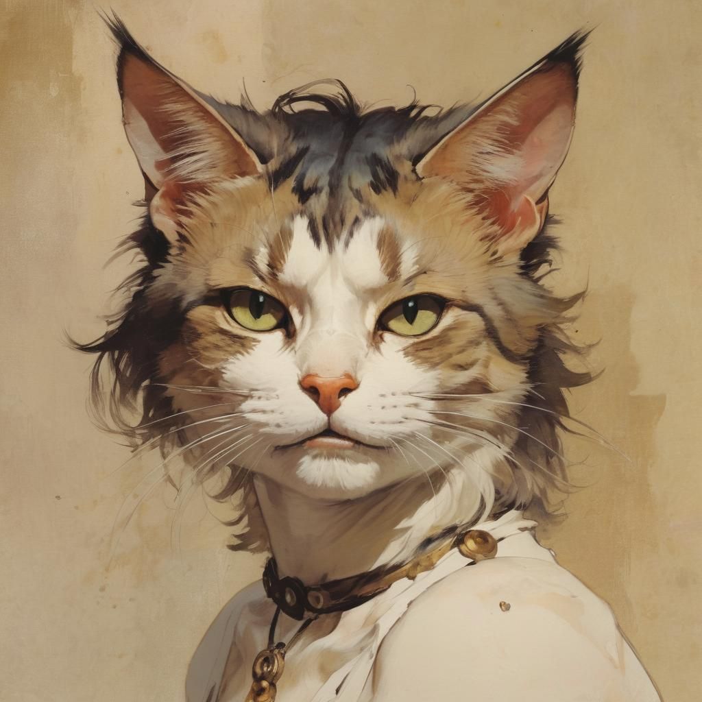 Abyssinian Cat Portrait in Comic Book Style