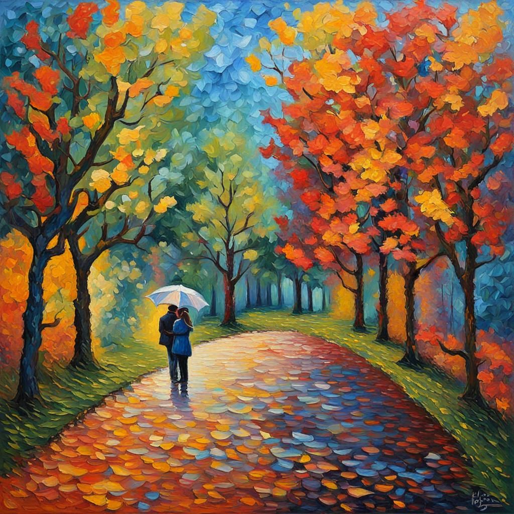 Joyful Acceptance in Neo-Impressionist Oil Painting