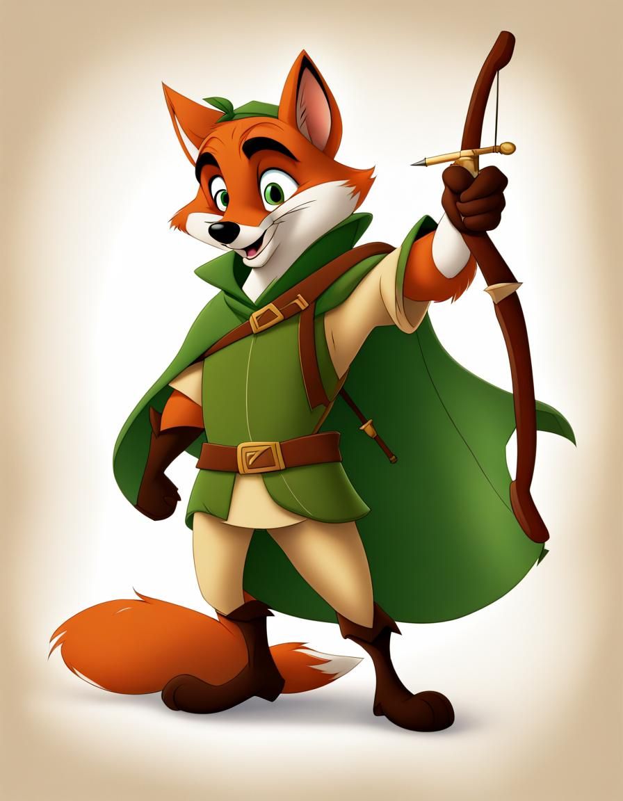 Disney-Style Robin Hood Fox Character