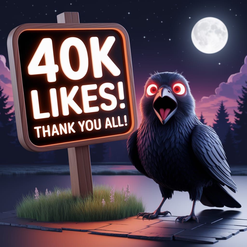 Shocked Raven Celebrates 40K Likes in Anime Style