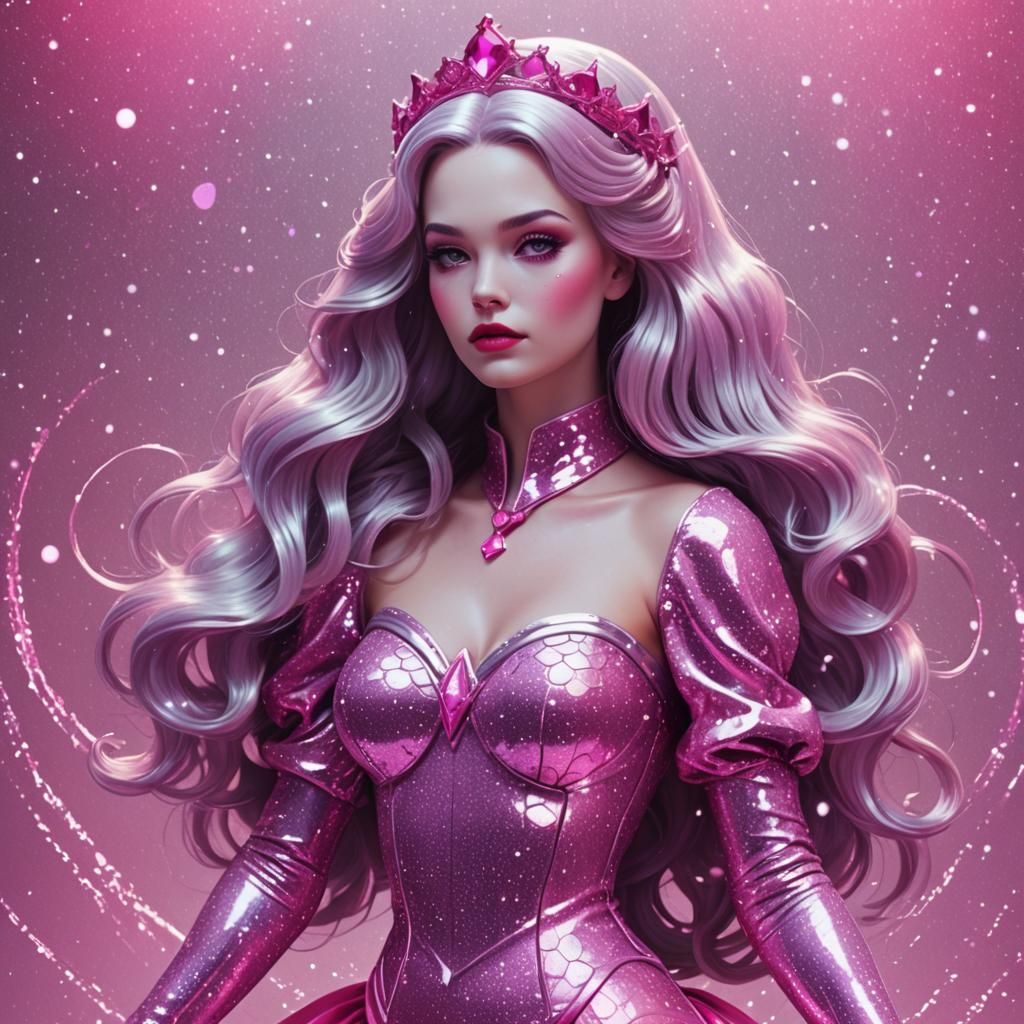 Snow White Space Mermaid in Synthwave Style