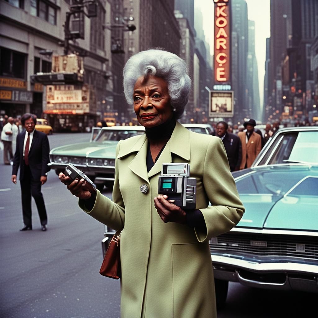 Nichelle Nichols Walks New York Street in 1970s