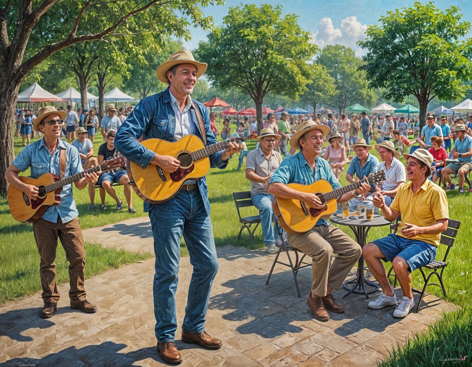 Park Celebration as Oil Painting