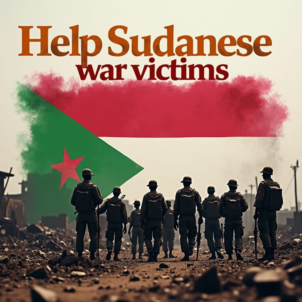 Display a wallpaper with double exposure of Sudan flag, rema...