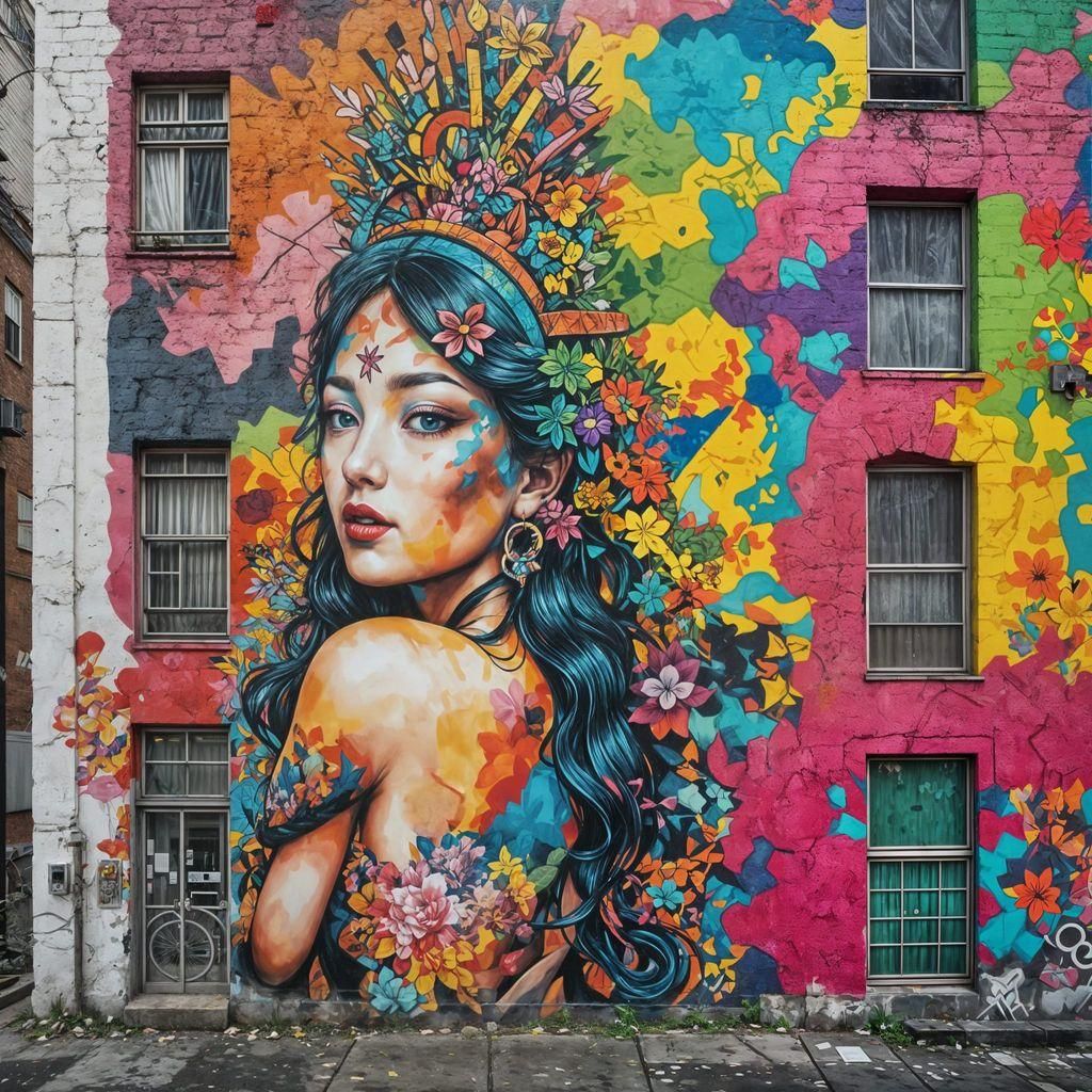 Goddess Graffiti Art in Surreal Pop Style
