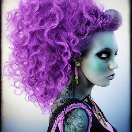 Pastel Goth Princess with Violet Hair