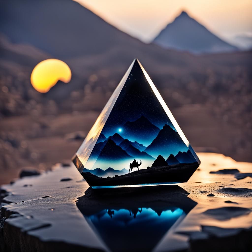 Obsidian Egyptian Mountain Adventure with Bokeh