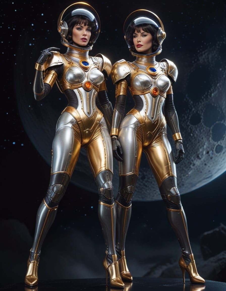 Steampunk Goddesses in Art Deco Spacesuits