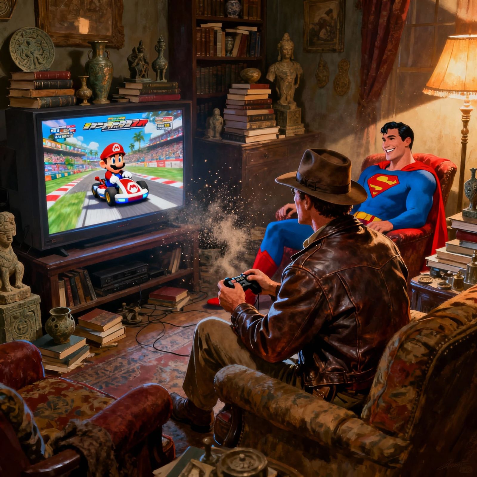 Indiana Jones & Superman Play Mario Kart in Cinematic Concep...