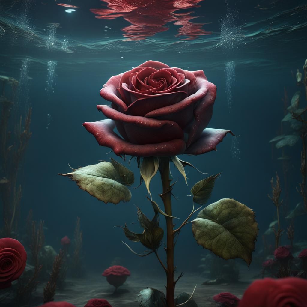 Underwater Rose: Detailed Matte Painting
