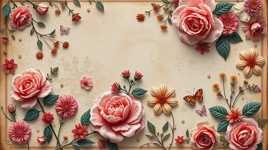 Whimsical Floral Fantasy in Vintage Style