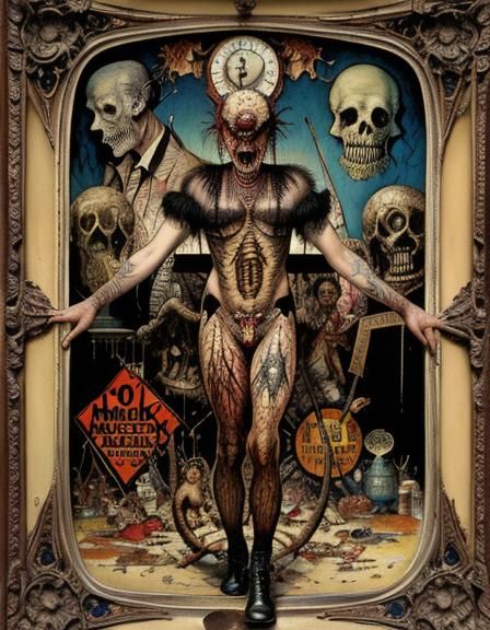 Grotesque Freak Show in Vintage Comic Style