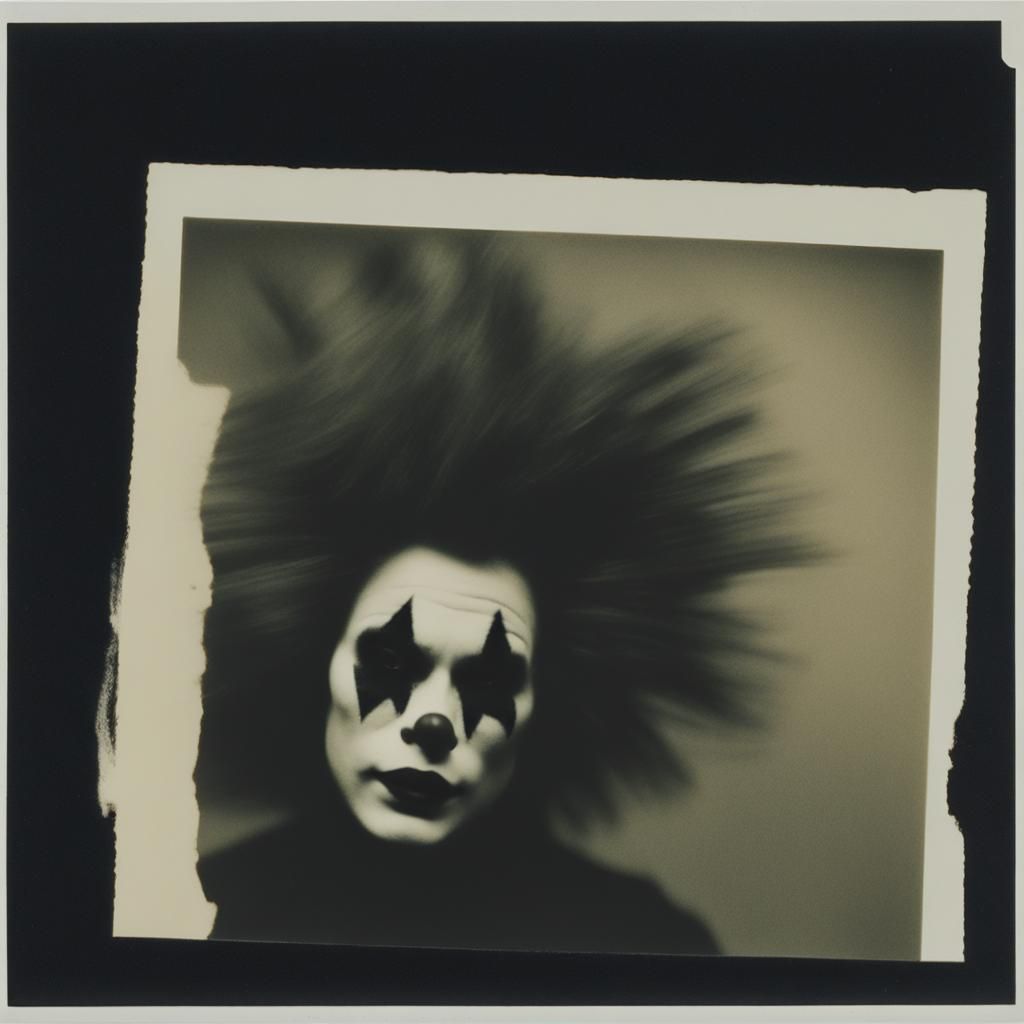 Abstract Drag Clown Polaroid in Coal Print Style