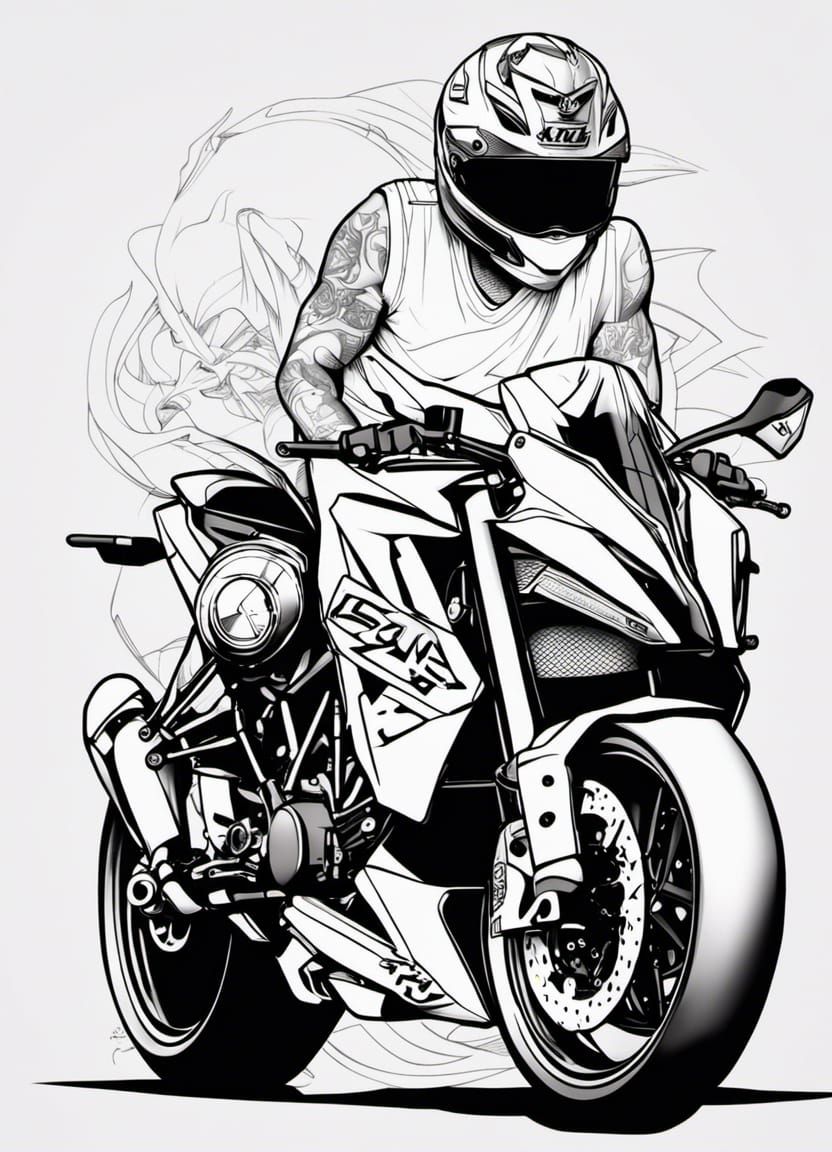 KTM Superduke Motorcycle Tattoo Outline Design