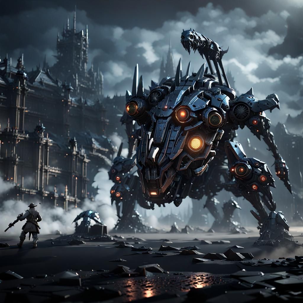 Bloodborne Zoid Mech in Hyperrealistic Sci-Fi Style