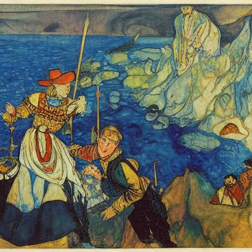 Vampires Light Hearts by the Sea: Symbolic Art