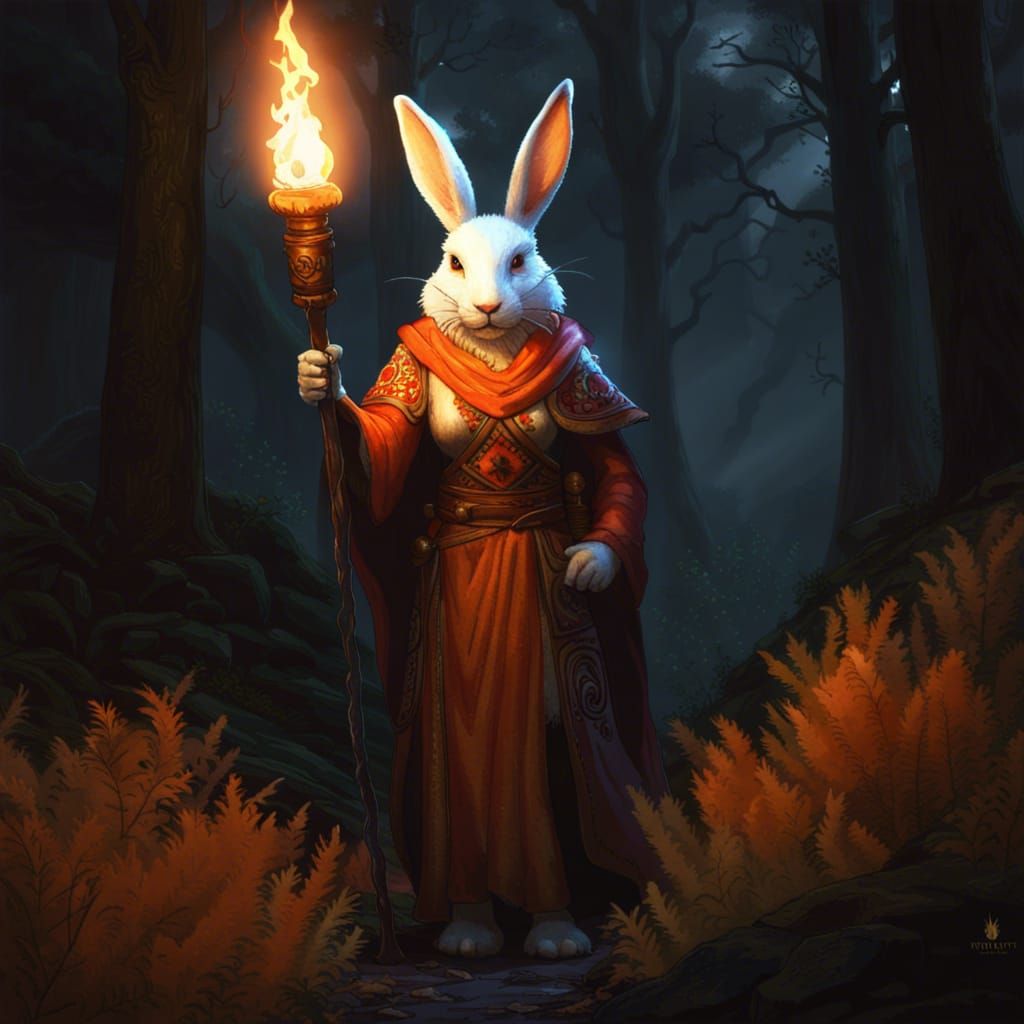 Rabbitfolk Hero in Dark Ancient Forest
