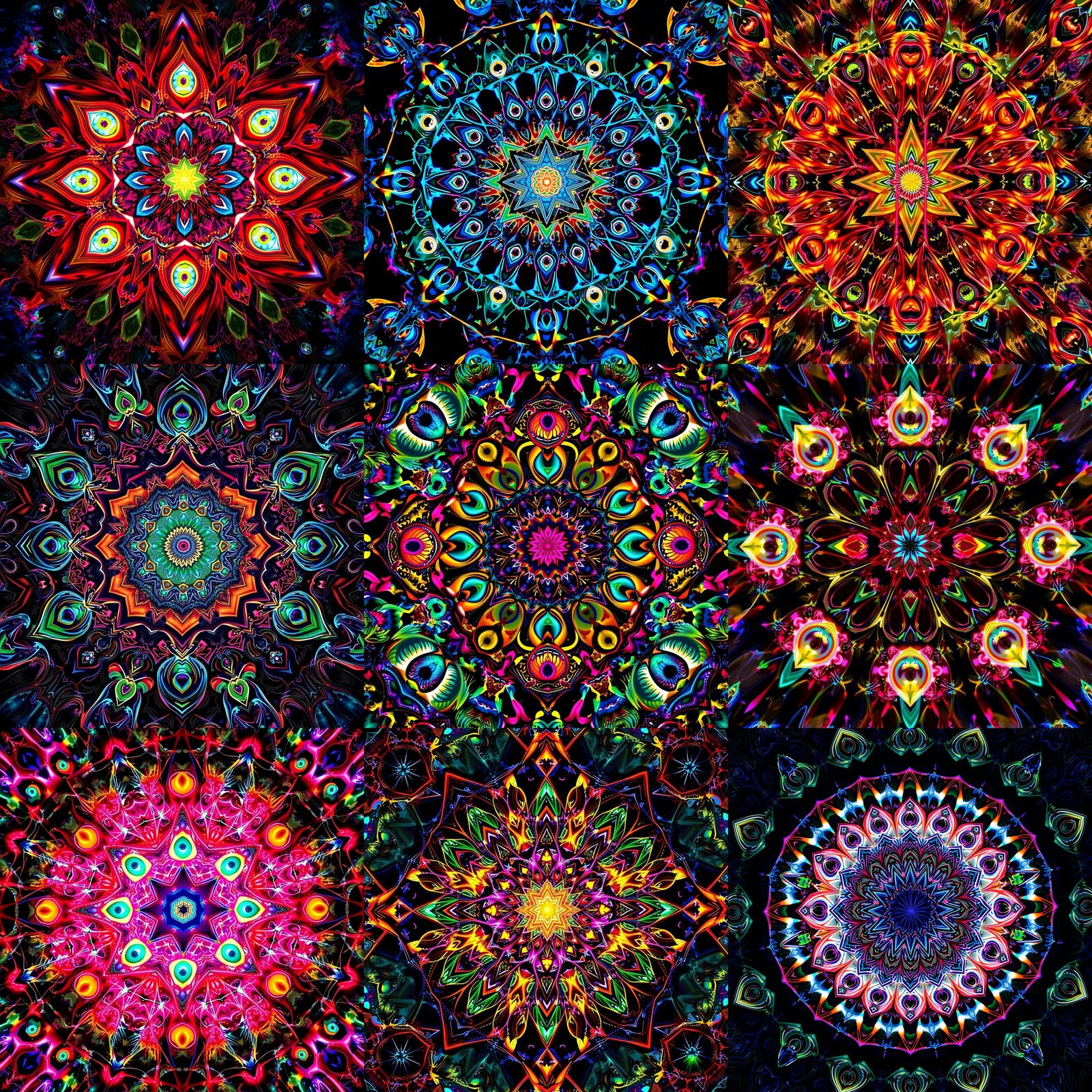 Psychedelic Sacred Geometry with Eyes: Digital Art