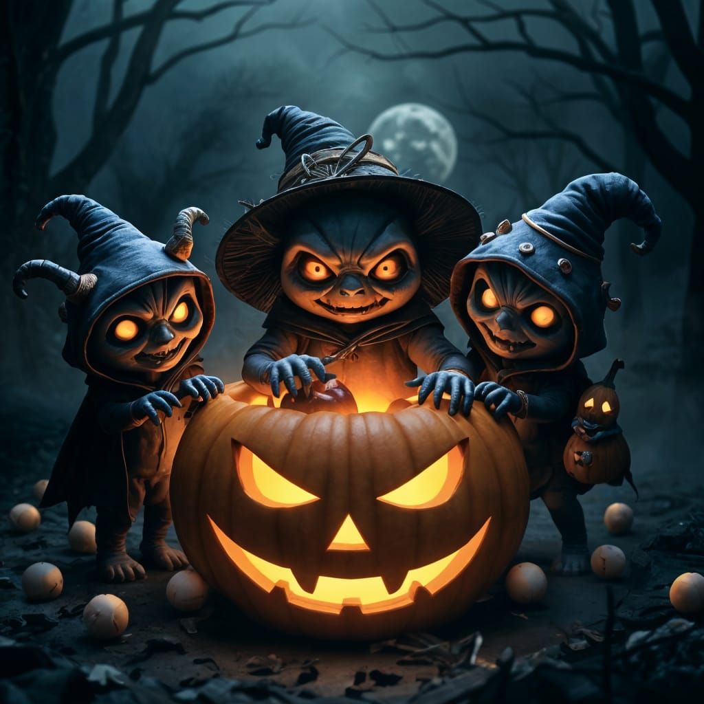 Halloween Pumpkin Jack O'Lantern Dark Fantasy Art