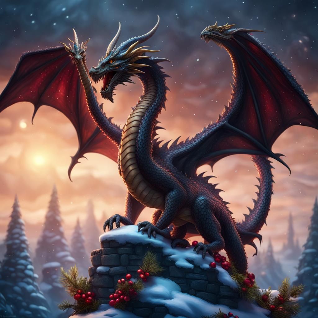 Fantastical Dragon Christmas Tree Topper in Detailed Paintin...