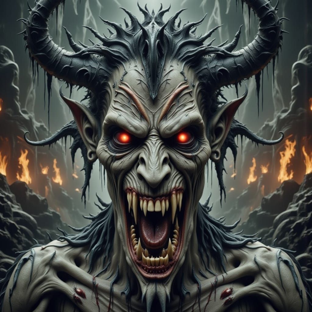 Terrifying Devil Emerges from Hell in Giger-Inspired Style