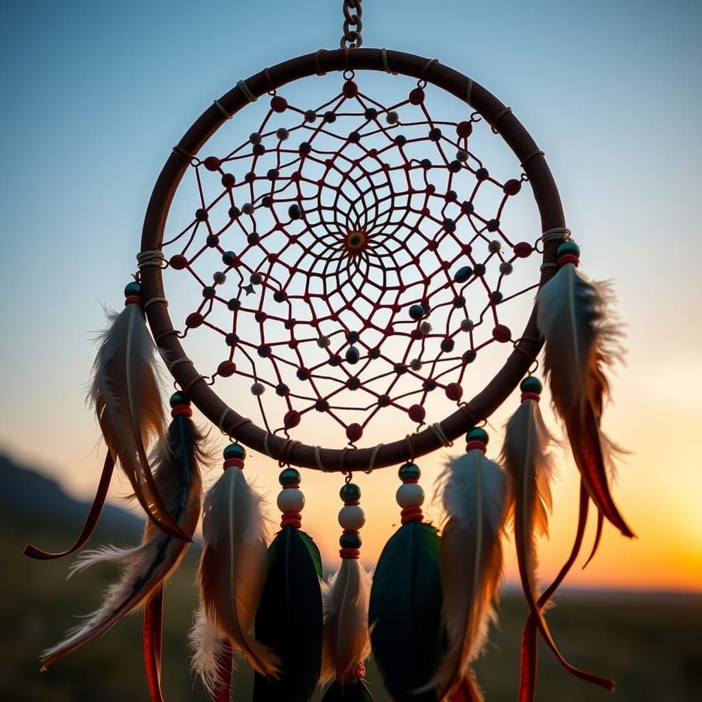 Intricate Native American Dreamcatcher with Natural Elements