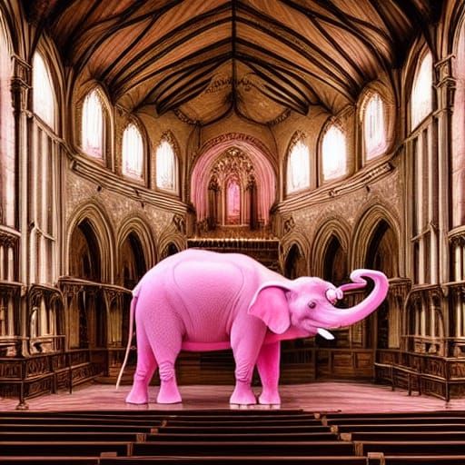 Pink Elephant in Church: Digital Matte Painting