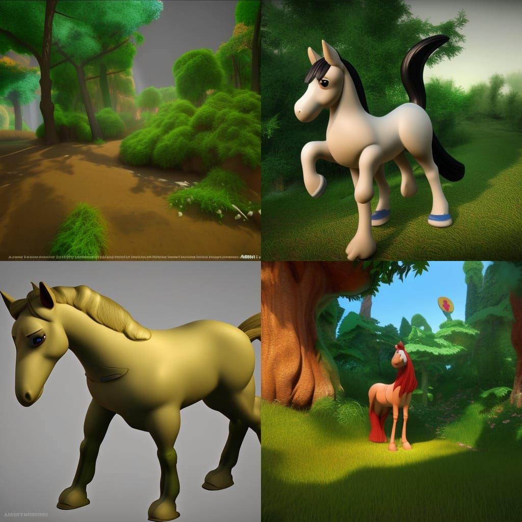Cartoon Horse in a Wild Forest: 3D Animation