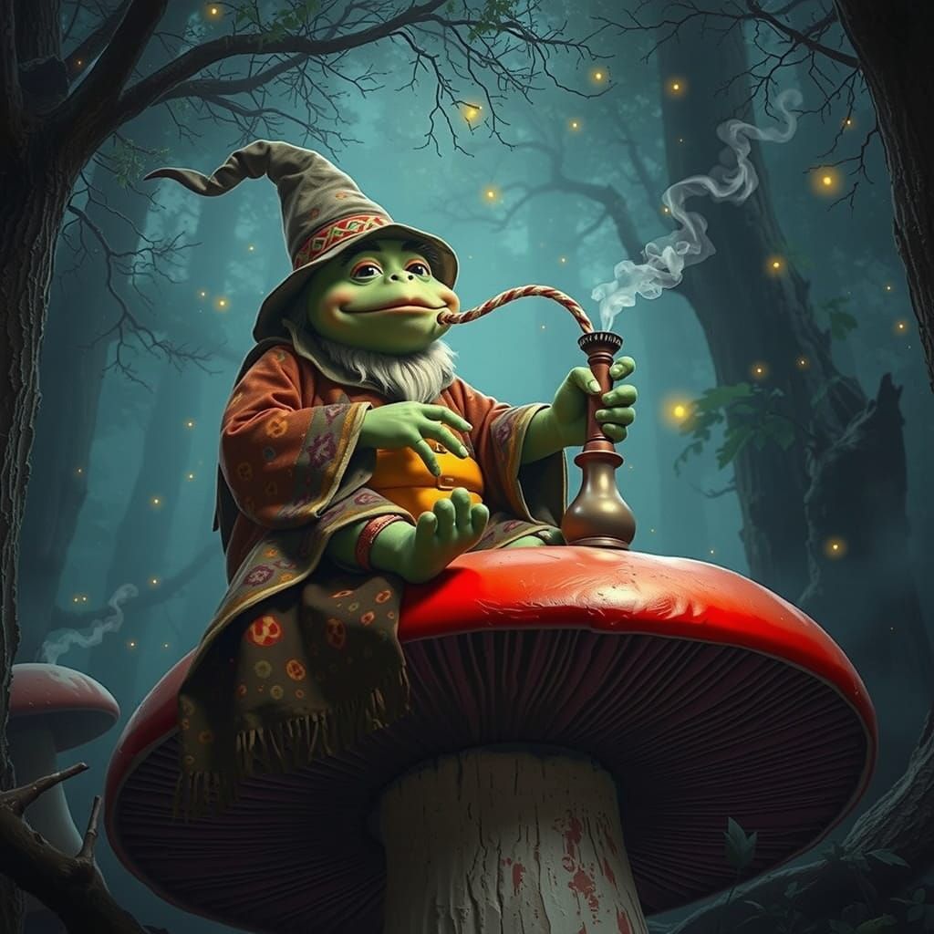 Ancient Forest Spirit Turtle Sits in Whimsical Wonderland