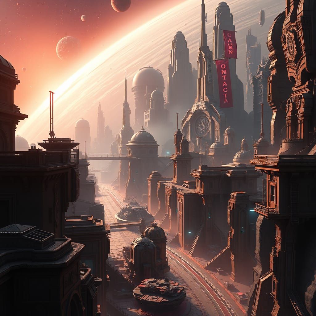 Sci-Fi City in Space: Detailed Matte Painting