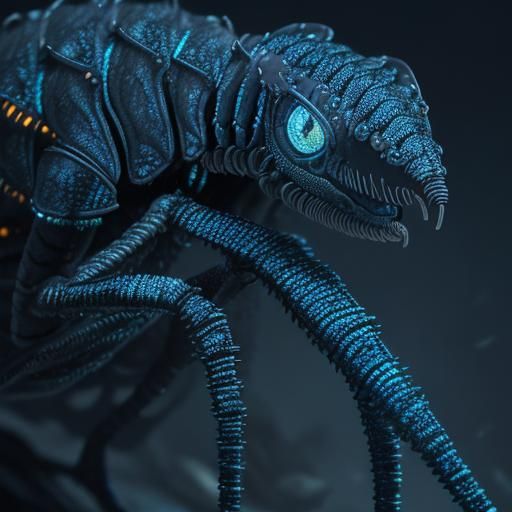 Surreal Metallic Monster Invades Dark, Mystical Host