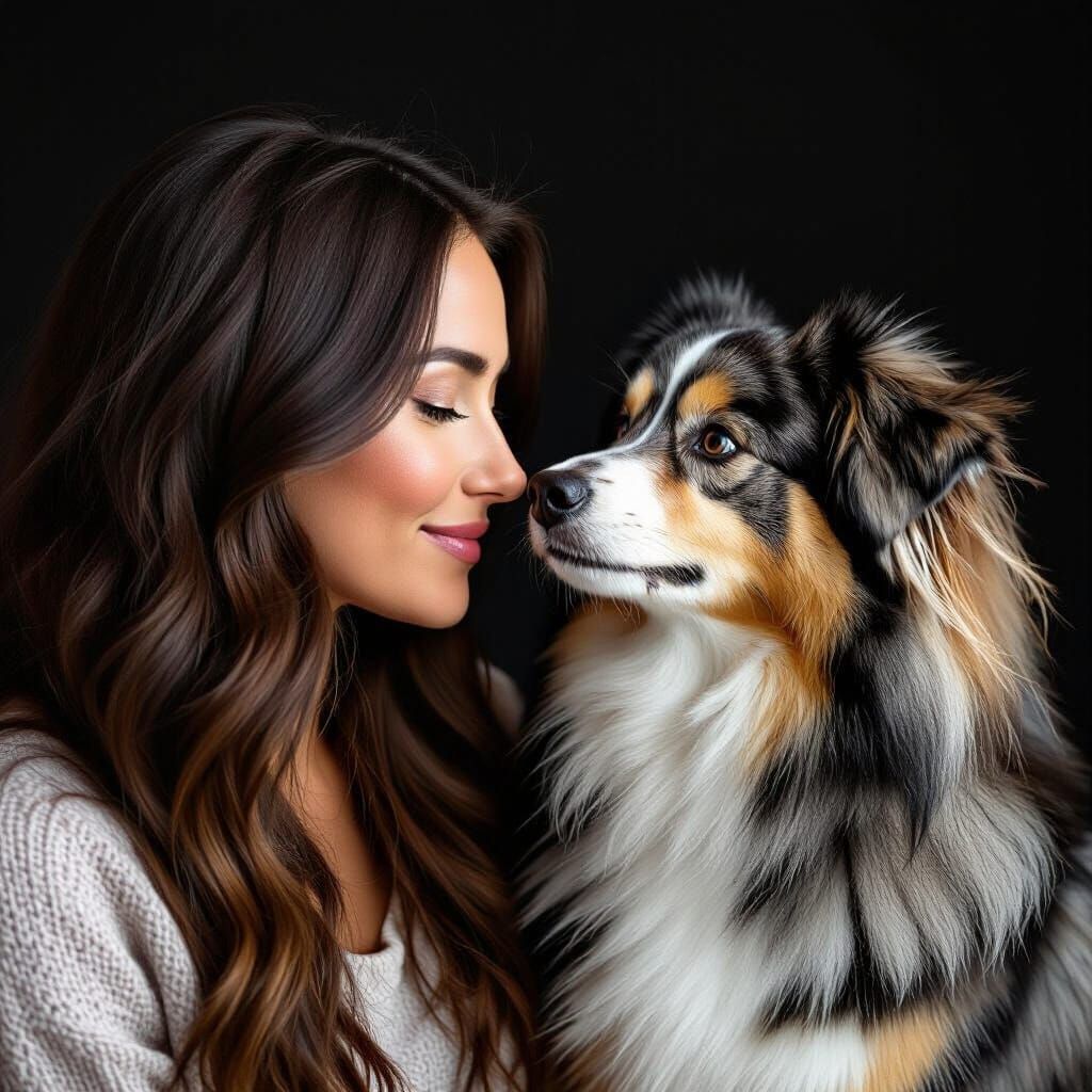 Intimate Portrait of Woman and Dog in Natural Lighting