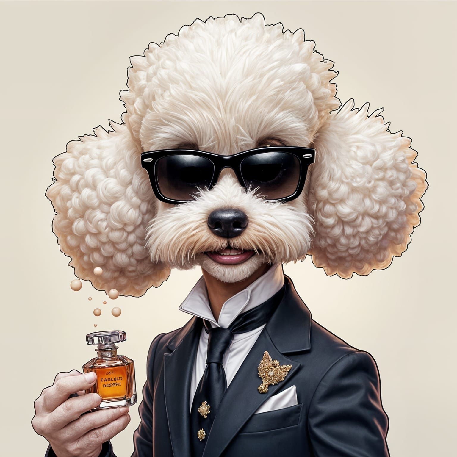 Humorous Poodle Hybrid in Hoisel Style