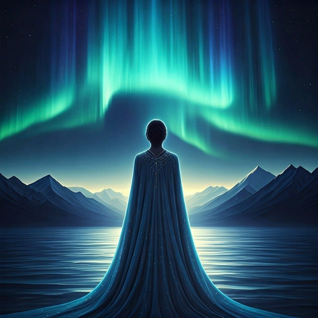 Ethereal Figure in Dreamlike Landscape: Digital Matte Painti...