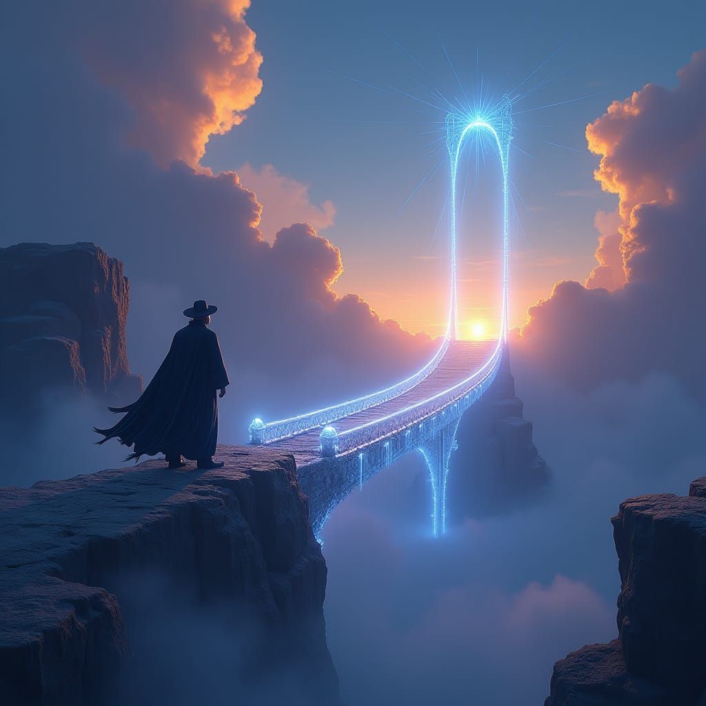 Mystical Hasidic Figure at Narror Bridge to Freedom