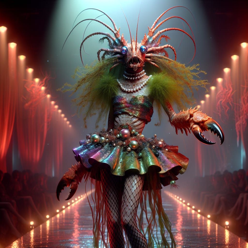 Radioactive Lobster Couture: High Fashion Nightmare
