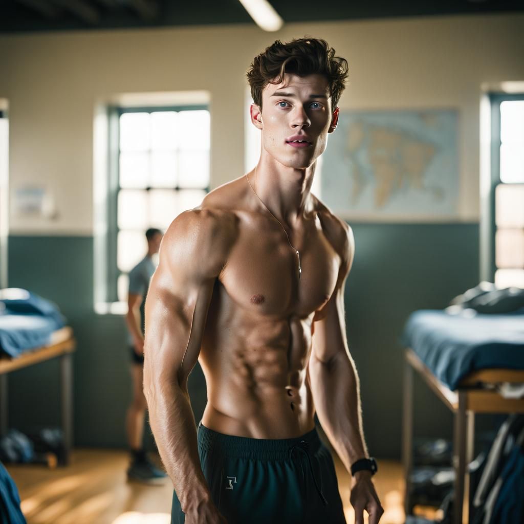 Athlete in Dorm Room: Cinematic Portrait