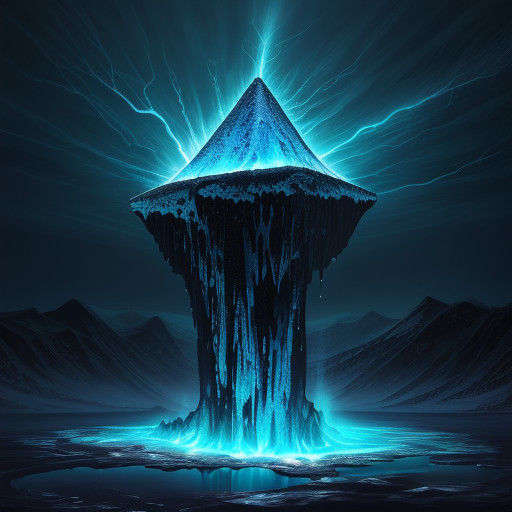 Hyper-Realistic Surreal Iced Volcano in Cyberpunk Aesthetic