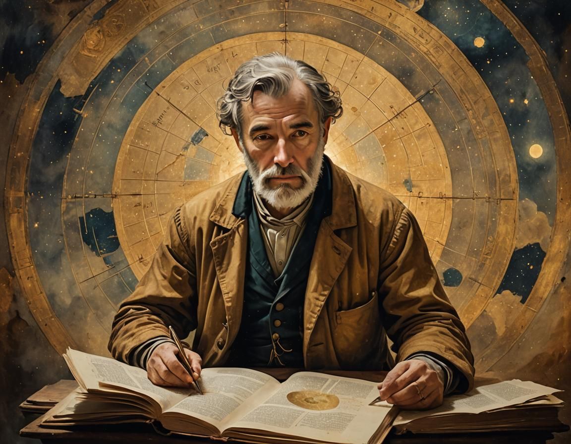 Astronomer's Revelation: An Expressionist Impasto Portrait