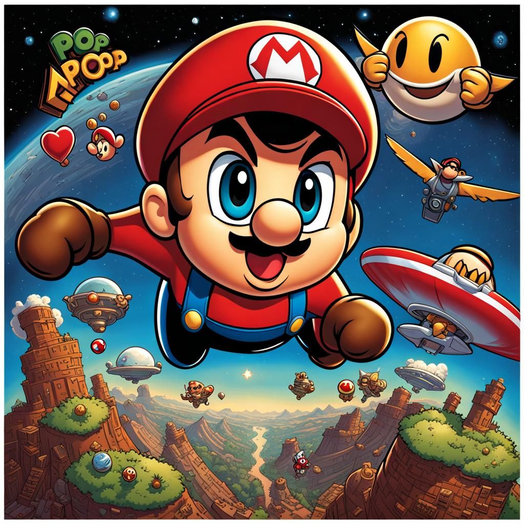 Latina Superhero Rescues Mario in Comic Book Art