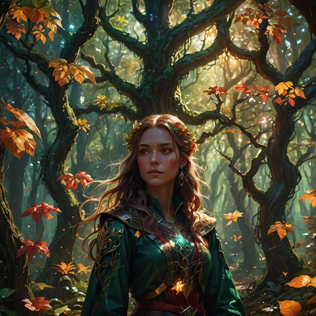 Girl in Magical Forest: Fantasy Concept Art