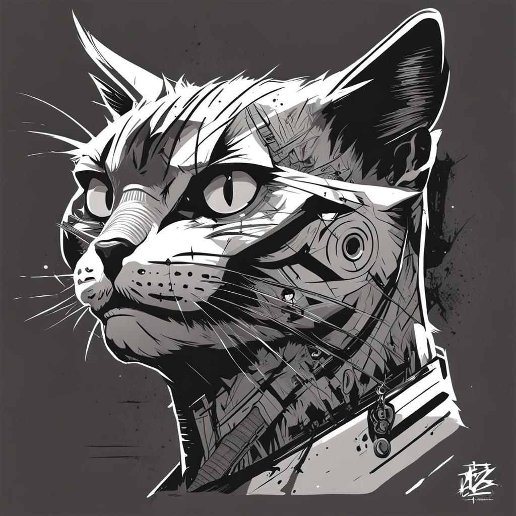 Mad Cat Vector Logo in Anime Art Style