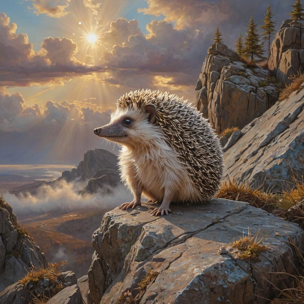 Surreal Extraterrestrial Hedgehog in Dreamlike Oil Painting