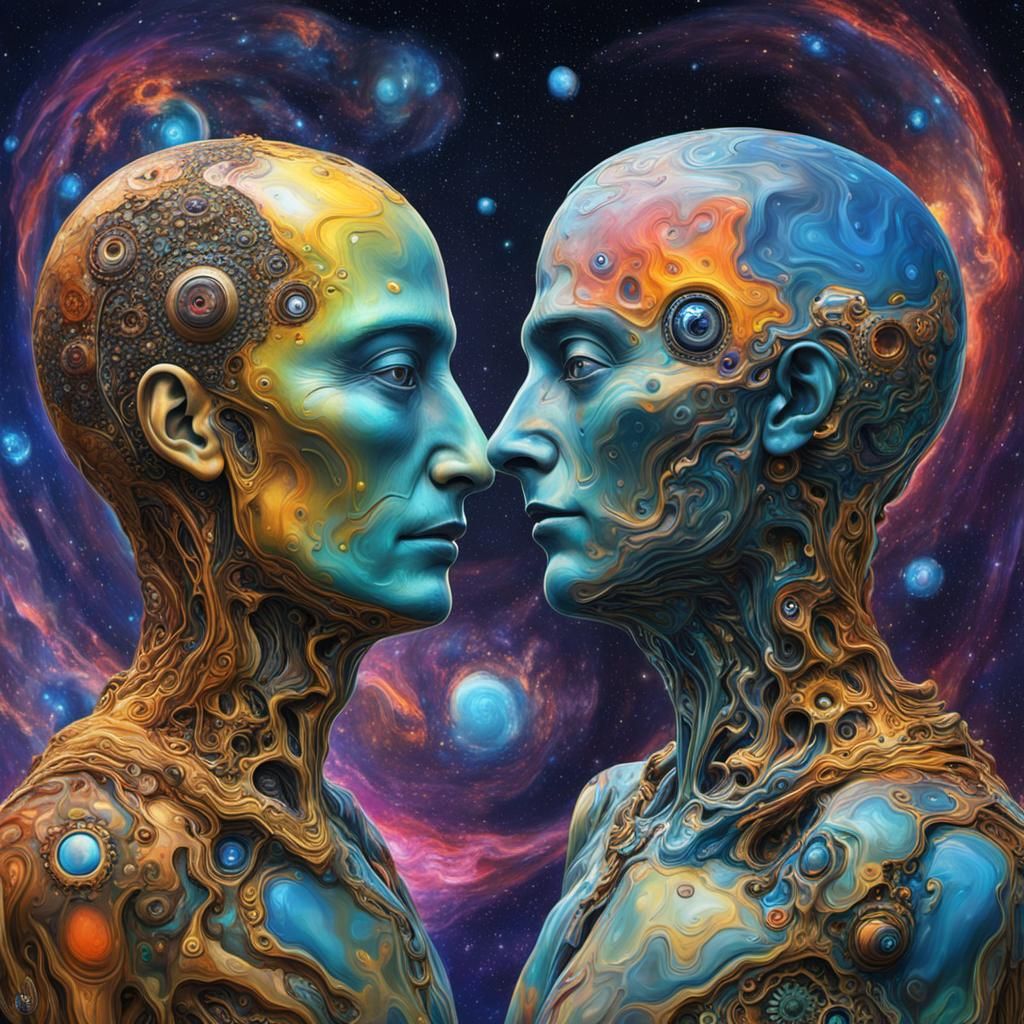 Androids Share Intelligence in Surreal Galaxy Dream