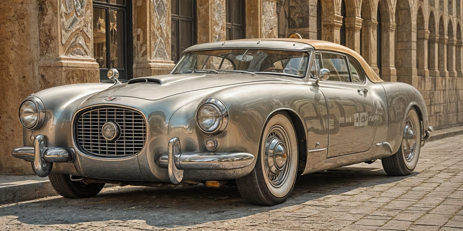Sleek Silver 1953 Car in Cinematic Automotive Style