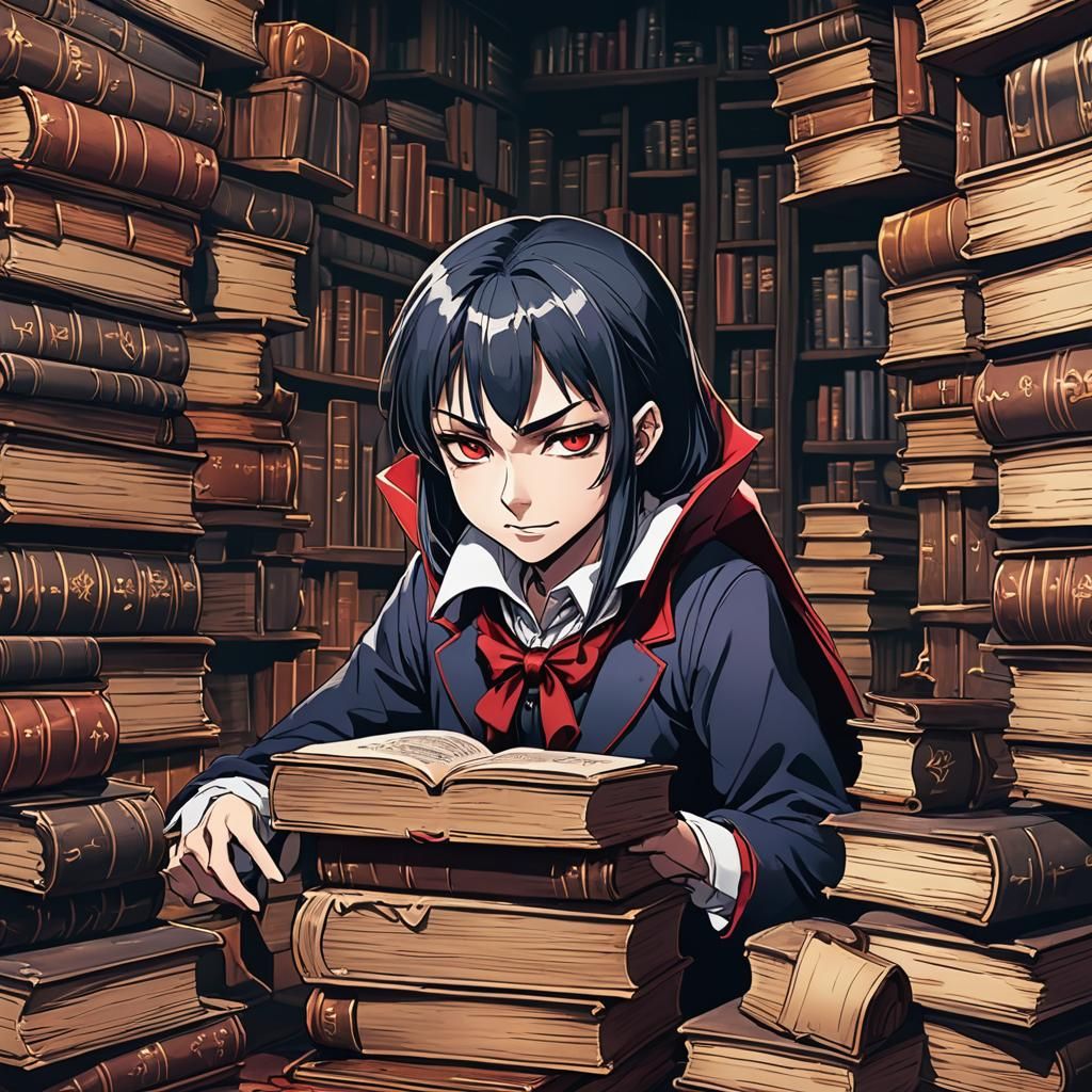 Vampire Tutor Shows Fangs in Manga Style